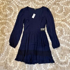 NWT Express Navy Long Sleeve Dress